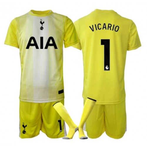 Stroje piłkarskie Tottenham Hotspur Guglielmo Vicario #1 Bramkarskie Koszulka Trzeciej dla dzieci 2025-26 Krótki Rękaw (+ szorty)